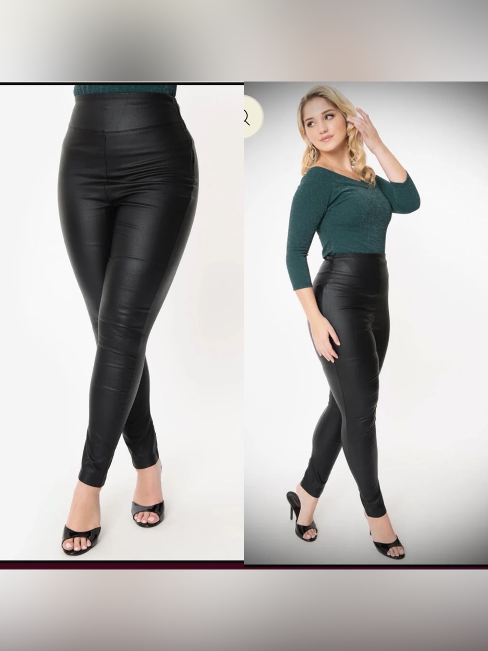 ๐2/$44๐NWOT Unique Vintage Black Vegan Leather Rizzo Cigarette Pants - Picture 1 of 11